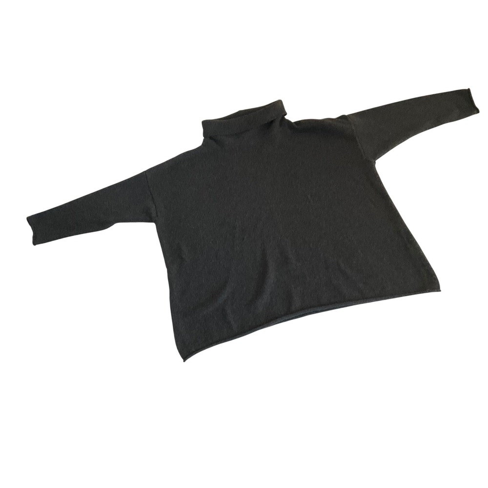 Eileen Fisher Turtleneck Sweater Womens XL Charcoal Grey Organic Cotton Cashmere